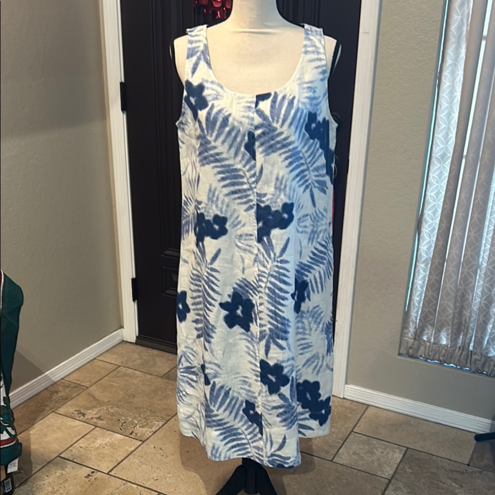 Batik Style Linen A Line Dress